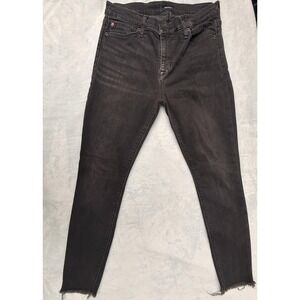 Hudson Natalie Super Skinny Jeans Womens 29 Gray Charcoal Raw Hem Ankle Denim